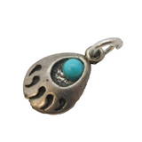 Navajo Sterling Silver Turquoise Bear Claw Charm Pendant Vintage c1970s