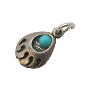 Navajo Sterling Silver Turquoise Bear Claw Charm Pendant Vintage c1970s