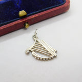 Sterling Silver Concert Harp Charm Pendant Vintage c1970