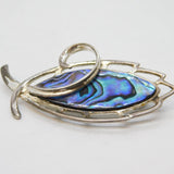 Australian Sterling Silver Abalone Set Floral Brooch Antique c1940s