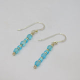 Pair of Sterling Silver Light Blue Glass Beads Drop Earrings Contemporary c2010