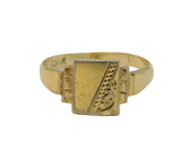 22ct Gold On Sterling Silver Patterned Signet Ring Vintage c1970 Size Q