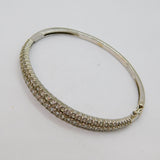 Sterling Silver Three Tier CZ Graduating Hinged Cuff Bangle Contemporary c1990