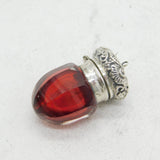 Victorian Sterling Silver Topped Cranberry Glass Vinaigrette Antique c1850s