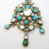 19th Century Austro-Hungarian Sterling Silver, Enamel, Turquoise Necklace c1880s