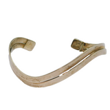 Mexican Sterling Silver Double Strand Wavy Cuff Bangle Bracelet Modern c2000