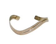 Mexican Sterling Silver Double Strand Wavy Cuff Bangle Bracelet Modern c2000