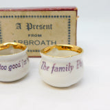 Scottish Boxed Pair of Miniature Souvenir Teacups & Saucers Antique c1890