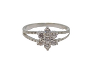 Sterling Silver CZ Flower Cluster Split Band Ring Vintage c1990 Size P