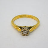 18ct Yellow Gold & 0.15ct Diamond Solitaire Ring Vintage 1985 London