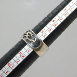 Sterling Silver Wide Oxidised Patterned Band Ring Vintage c1970 Size U