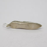 Sterling Silver Patterned Textured Slipper Moccasin Charm Pendant Vintage c1970