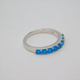 Sterling Silver 8 Stone Blue Topaz Half Eternity Ring Vintage c1970 Size N 1/2