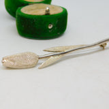 Frosted Sterling Silver Rose Flower Sweetheart Brooch Vintage c1980