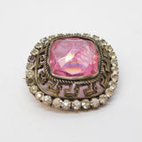 19th Century Sterling Silver, Pink & White Paste Statement Brooch Antique c1890s