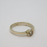 Sterling Silver White Topaz Solitaire Dress Ring Modern c1990 Size R