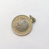 George V .500 Silver & Colourful Enamel Threepence Charm Pendant Antique