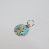 Sterling Silver Enamelled St Christopher Disc Charm Pendant Vintage c1970