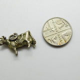 Sterling Silver Farmyard Cow Charm Pendant Vintage c1970