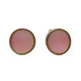 Pair of Sterling Silver Dyed Pink Shell Round Stud Earrings Modern c2000