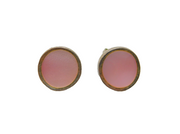 Pair of Sterling Silver Dyed Pink Shell Round Stud Earrings Modern c2000