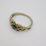 Sterling Silver Caithness Blue Glass Celtic Style Ring Vintage c1970 Size P 1/2