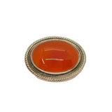 Sterling Silver Cabochon Carnelian Agate Oval Brooch Pin Modern 1995 Birmingham