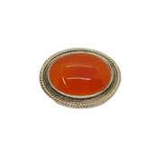 Sterling Silver Cabochon Carnelian Agate Oval Brooch Pin Modern 1995 Birmingham