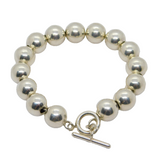 Sterling Silver Round Sphere Beads T Bar Bracelet Contemporary c2000