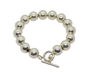 Sterling Silver Round Sphere Beads T Bar Bracelet Contemporary c2000