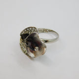 Sterling Silver Stylised Lily With Purple Crystal Ring Vintage c2000 Size P 1/2