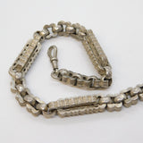 20th Century Sterling Silver Fancy Link Albert Watch Chain Antique c1920s