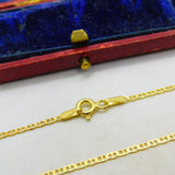 Long Yellow Gold on Sterling Silver Anchor Link Chain Necklace 30" Length