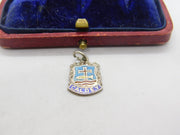Sterling Silver & Enamel Caldey Shield Charm Pendant Vintage c1970