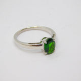 Sterling Silver Oval Green Tourmaline Solitaire Ring Vintage c1970 Size M 1/2