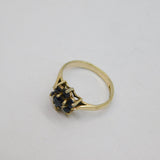 Sterling Silver 7 Sapphire Cluster Dress Ring Vintage 1982 Birmingham Size I 1/2
