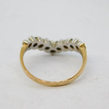 9ct Yellow Gold, Sapphire & Diamond Wishbone Dress Ring Vintage 1988 Birmingham