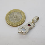 Sterling Silver, Garnet & Moonstone Drop Pendant Vintage c1970