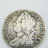 King George II Silver Shilling Coin Antique 1743 Fine Condition