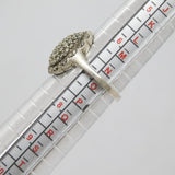 Sterling Silver Art Deco Marcasite Set Oval Dress Ring Antique c1930 Size N 1/2