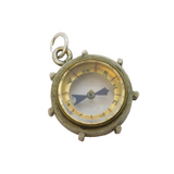 Victorian Silver Plated Working Compass Travel Fob Pendant Antique c1890s
