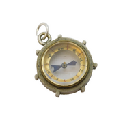 Victorian Silver Plated Working Compass Travel Fob Pendant Antique c1890s