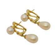 Sterling Silver Gilt Cultured Pearl Set Drop Earrings Vintage c1990s