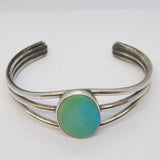 Sterling Silver & Turquoise Set Modernist Bangle Bracelet Vintage 1985 London