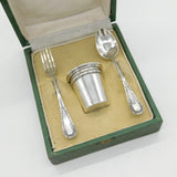 20th Century Boxed Silver Plated Goblet & Cutlery Gift Set Antique c1920