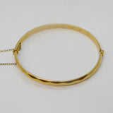 20th Century 9ct Gold Metal Core Planished Bangle Bracelet Antique c1930s