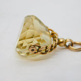 Edwardian 9ct Yellow Gold & Faceted Citrine Spinner Fob Pendant Antique