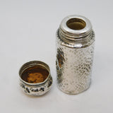 Art Deco Planished Sterling Silver & Glass Scent Bottle Antique 1915 London