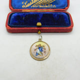Religious Mary and Cherubs Angels Enamel Sterling Silver Pendant Charm Antique