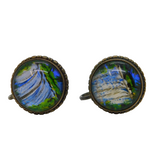 Pair of Sterling Silver Morpho Wing Screwback Earrings Antique c1930 T L Mott